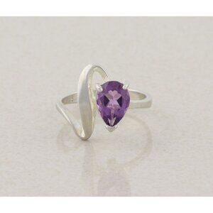 Sterling Silver Natural Purple Amethyst Ring Size 8